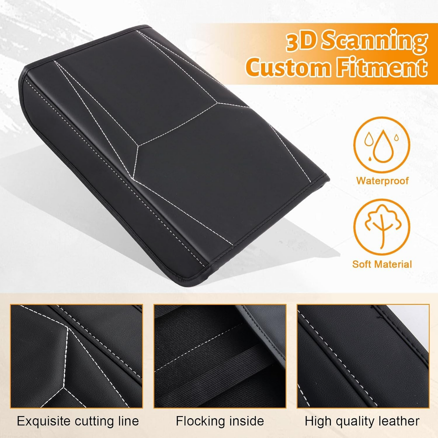 MAIKER Center Console Cover, Upgraded Microfiber Leather Car Armrest Cover Compatible with Tesla Cybertruck 2023 2024 (Black)