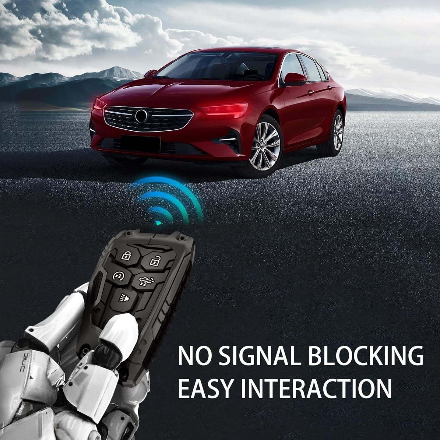 Key Fob Case Cover 5-Button Compatible with GMC Remote Fob Case Metal Shell with Key Chain Protector Key Case Shell with Keychain