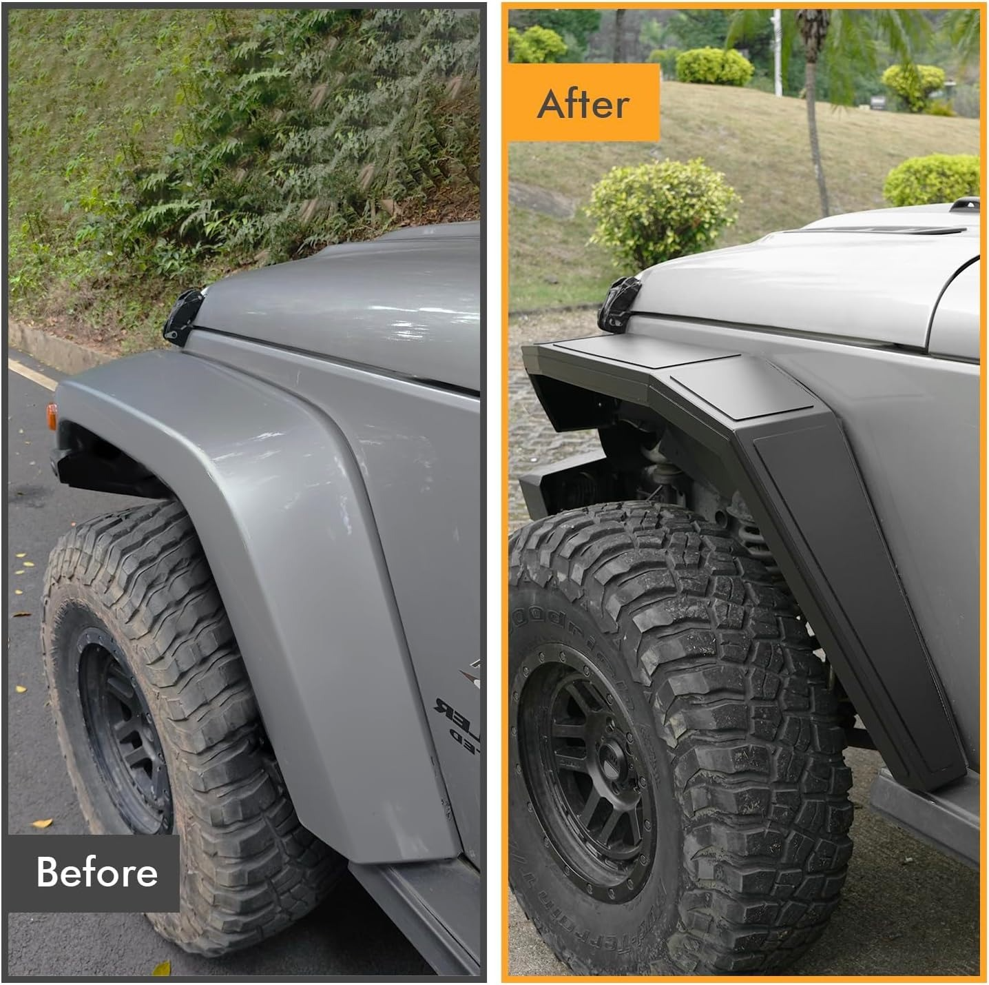 MAIKER Cobra Style Fender Flares Compatible with 2007-2018 Jeep Wrangler JK 2/4 Doors, Off-Road Mud Guards Wheel Flares Liner Set (4PCS Front & Rear Aluminum Fenders)