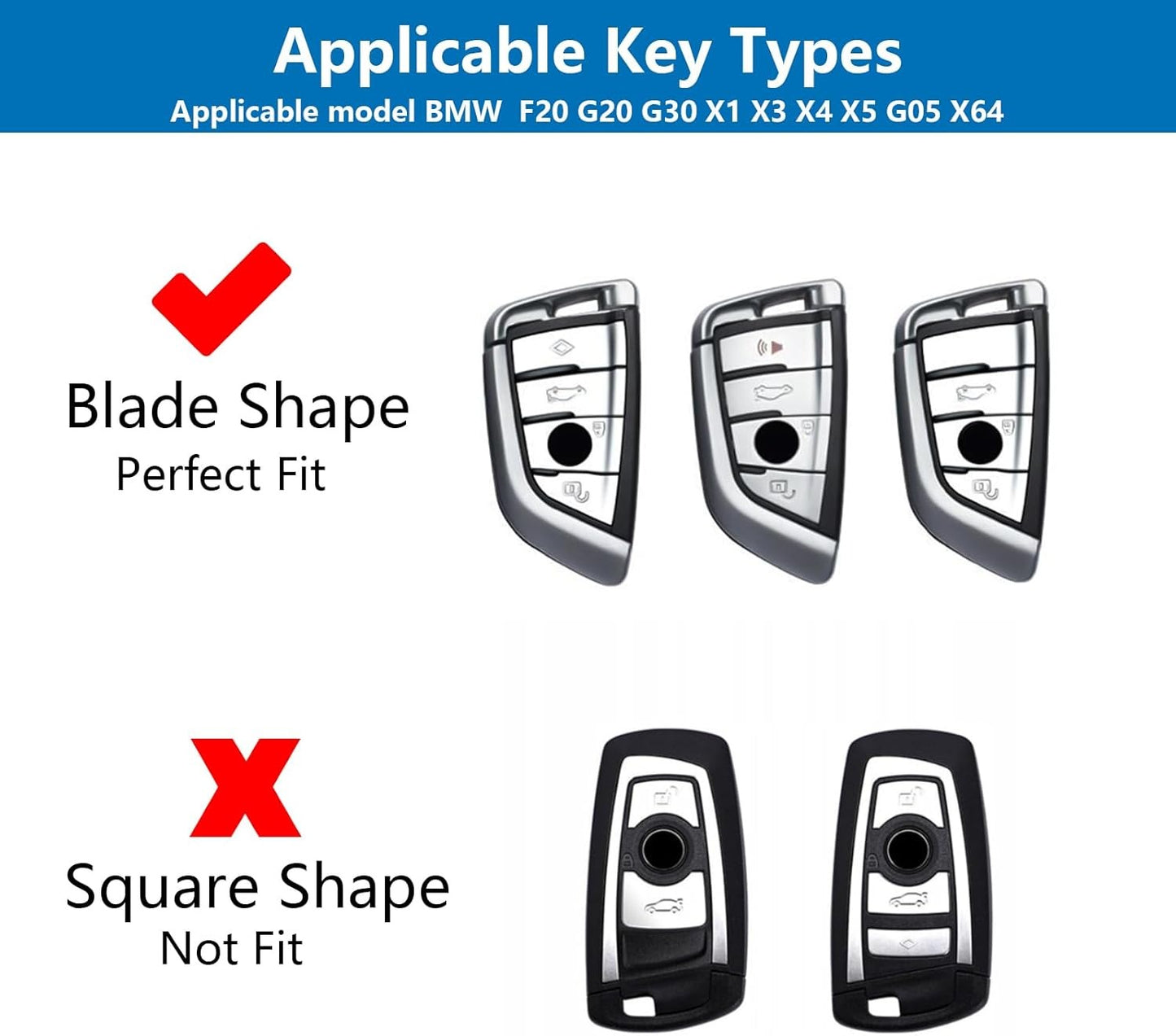 Metal Keychain Case Fit for BMW F20 G20 G30 X1 X3 X4 X5 G05 X64 Zinc Alloy and Silicone Remote Key Protector with Key Fob 4 Keys Vacuum Black (Style A)