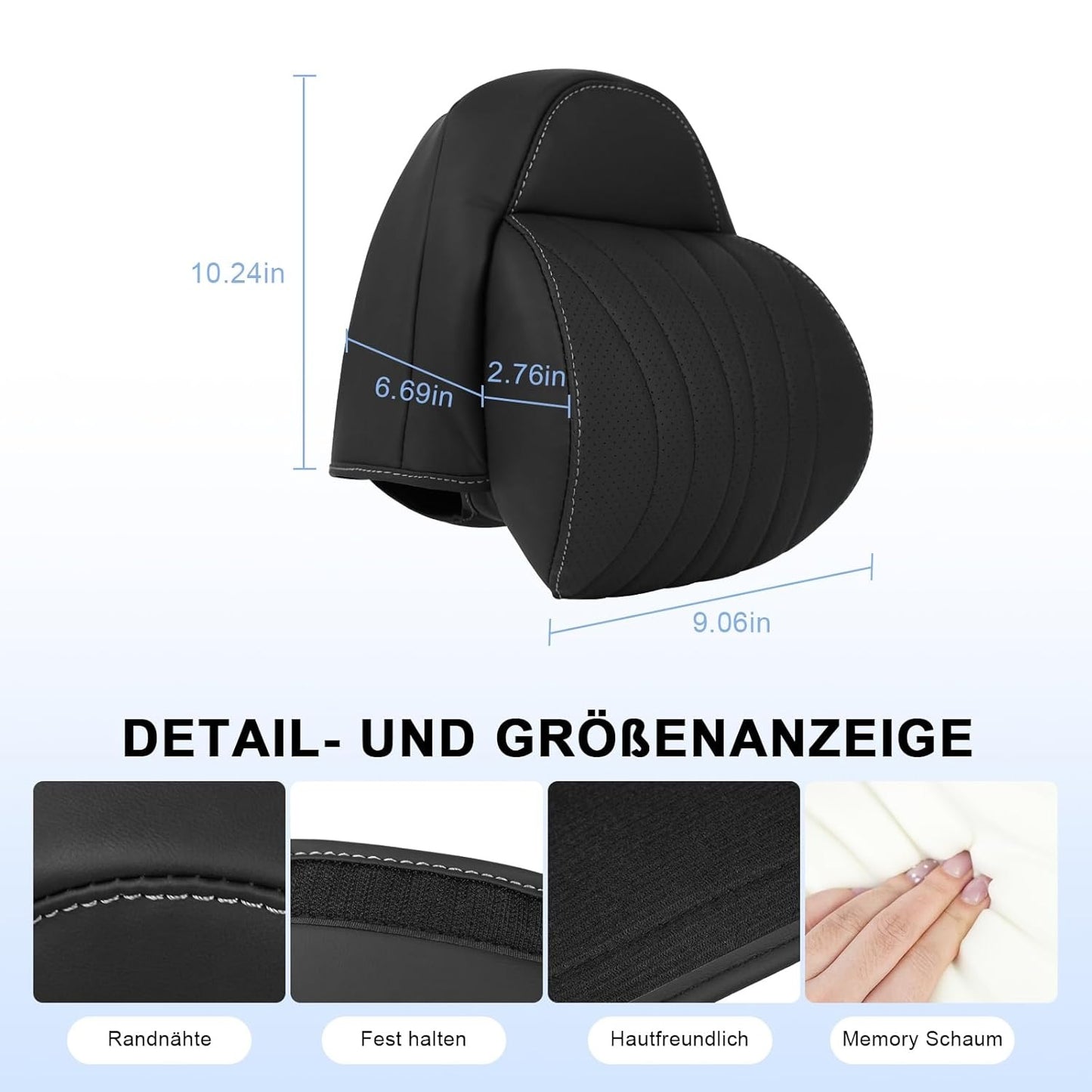 Pack of 1 Car Neck Pillow, Soft Car Headrest Pillow for Driving, Compatible with BMW i3 Edrive 2014-2021 & BMW X3 xDrive 2018-2024, Breathable Neck Pillow, Black