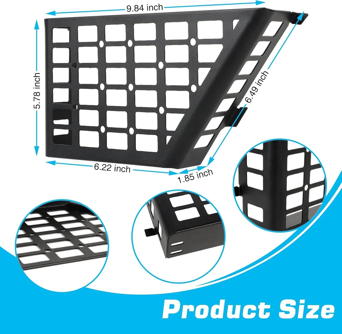 Metal Rear Door Storage Pockets for 2007-2018 Jeep Wrangler JK JKU 2/4 Door Side Insert Organizer Box Stainless Steel Latest Upgraded