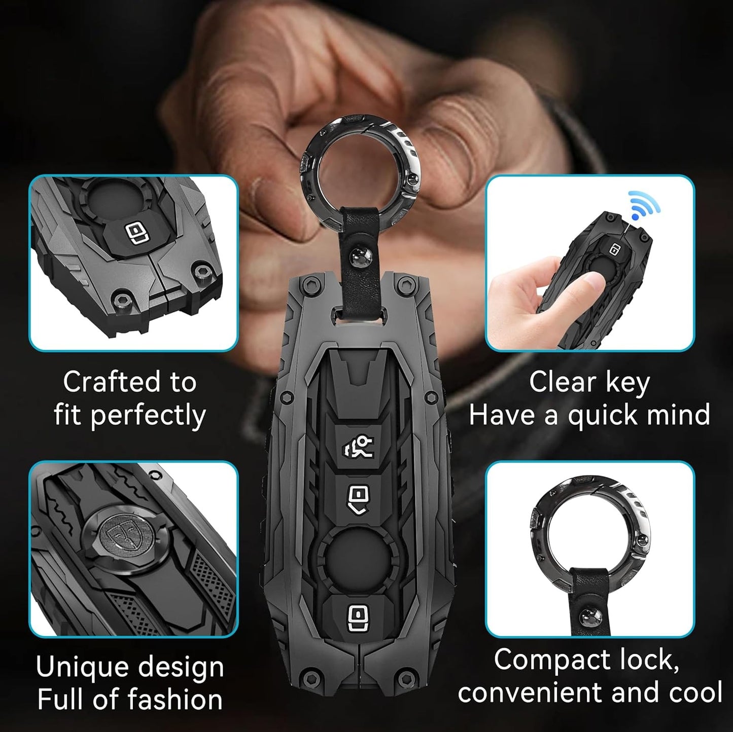 Car Key Case Battery Compartment 3 Buttons Key Case Compatible with Mercedes Benz E Class C300 CLA GLB CLS580 GLE Class C43 GLC300 2016-2023 2024 Series