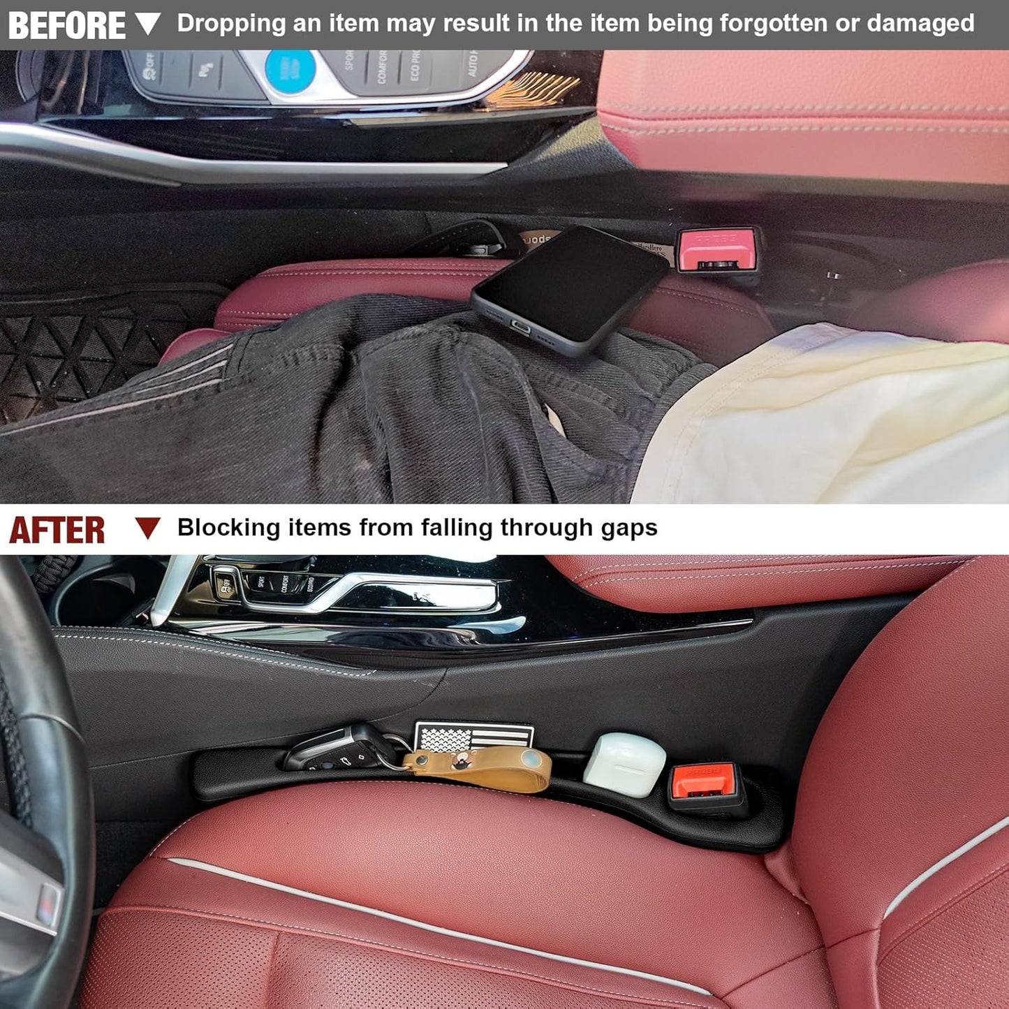 2 x Car Seat Gap Filler, Car Seat Gap Filler, Car Seat Gap Filler for Preventing Items from Falling Off for BMW 5 Series