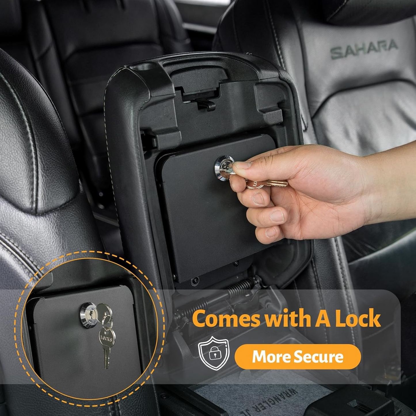 MAIKER Metal Center Console Hidden Organizer Box with Lock Compatible with Jeep Wrangler JL/JLU 4XE Gladiator JT 2018-2024, Interior Storage Accessories Armrest Storage Box