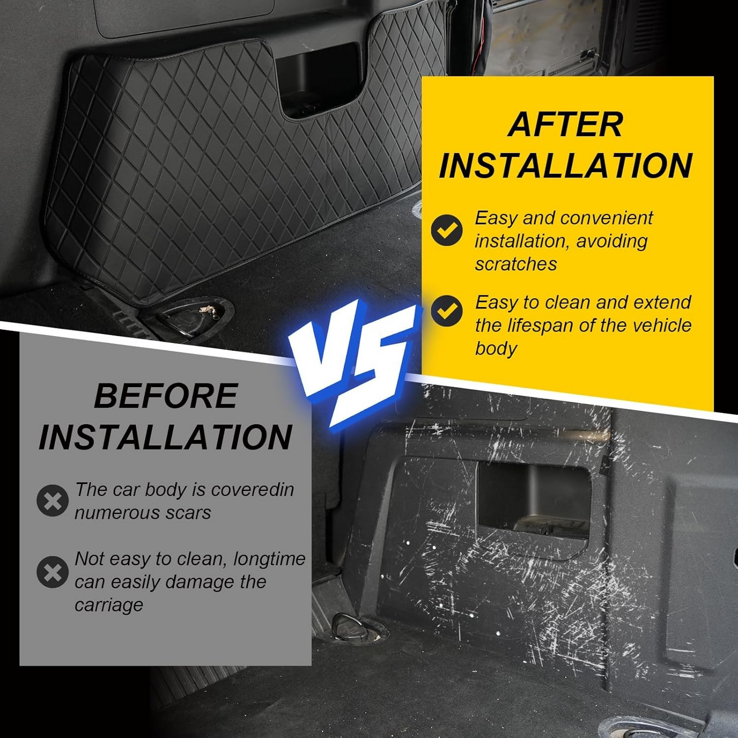 MAIKER Trunk Protector Mats Compatible with Ford Bronco 2021 2022 2023 2024 4-Door Cargo Sidewall Protector Trunk Sidewall Protector Mats Black PU Leather Interior Accessories