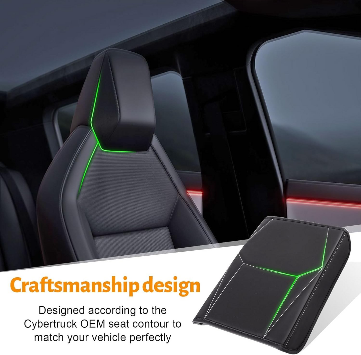 MAIKER Center Console Cover, Upgraded Microfiber Leather Car Armrest Cover Compatible with Tesla Cybertruck 2023 2024 (Black)