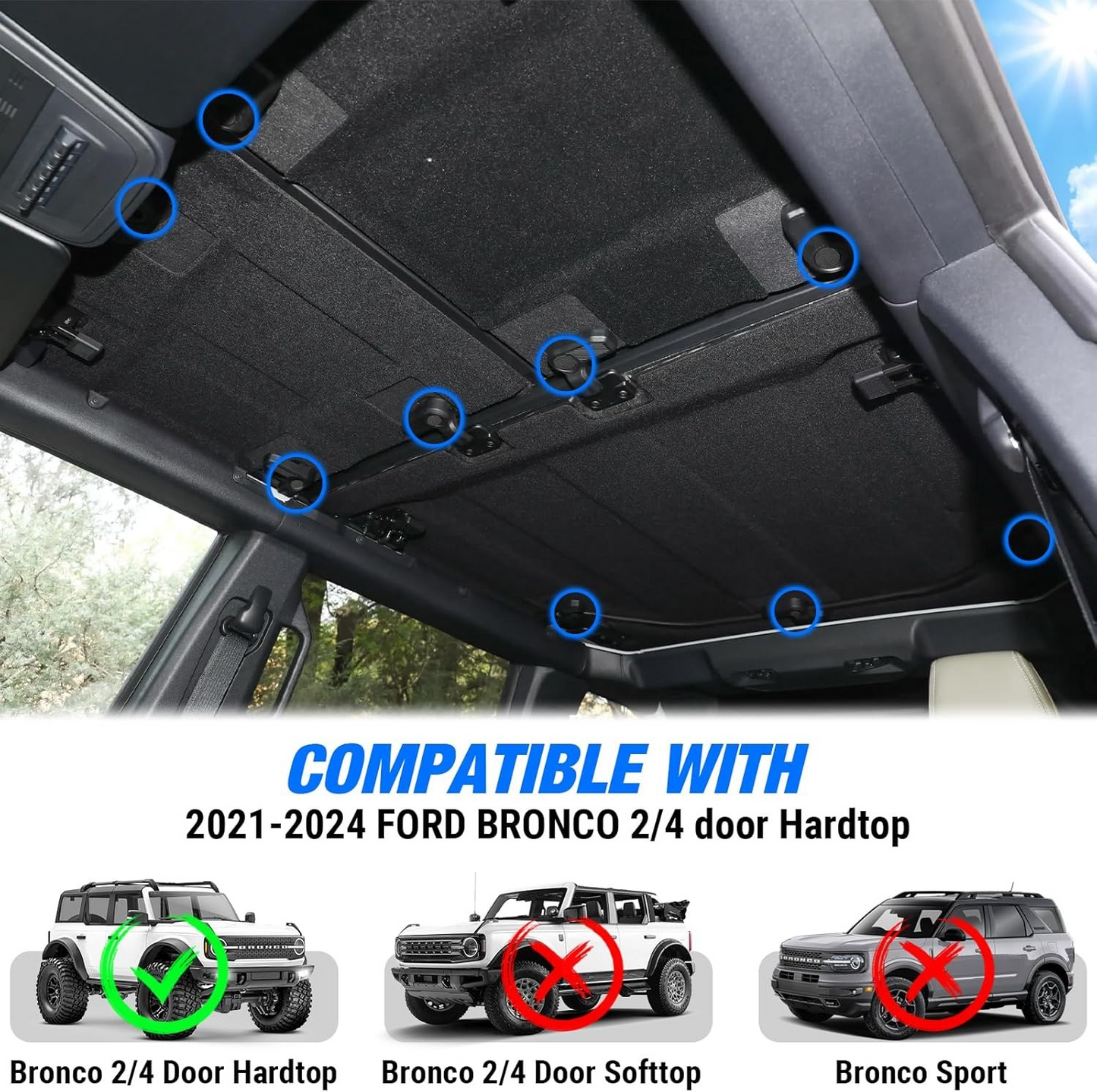 Roof Switch Screw Cover Compatible With 2021 2022 2023 2024 Ford Bronco 2/4 Door Removal Switch Handle Cover Modified Hardtop Screw Cover Roof Protective Cover