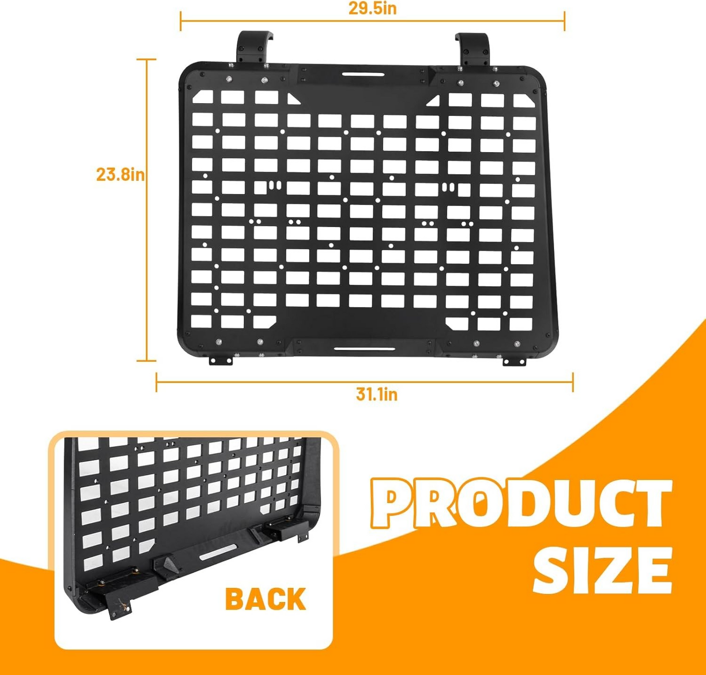 2 Pack Rear Window Molle Panel, Modular Storage Panel System Rear Window Protective Decoration Compatible with 2007-2018 Jeep Wrangler JK 4 Doors-Aluminum Alloy (Driver Side and Passenger Side)