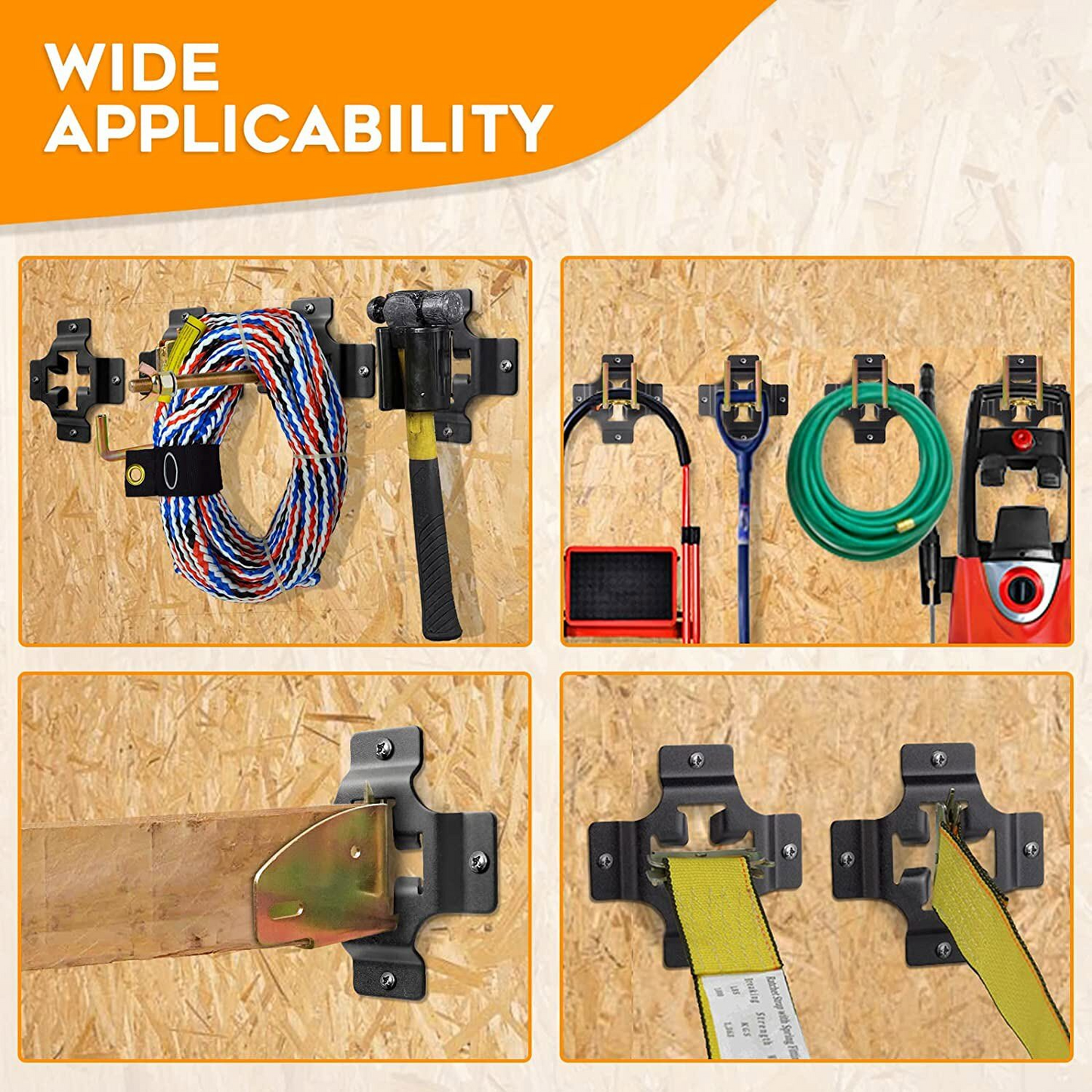 MAIKER 4 E-Track Tie Down Mini Trailer Plates Heavy Duty Black Steel with Horizontal & Vertical Slots for for E-Track Ratchet/Cam Straps Trucks Vans Trailers Boats Pickups