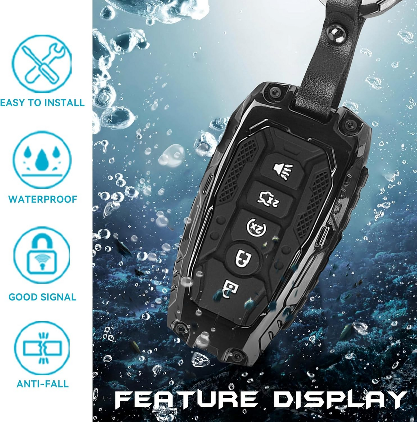 Metal Key Fob Cover Case Compatible with Ford, Zinc Alloy Key Protective Case Compatible with 2017-2024 Ford Bronco Escape Mustang Explorer F150 F250 F350 Fusion Edge