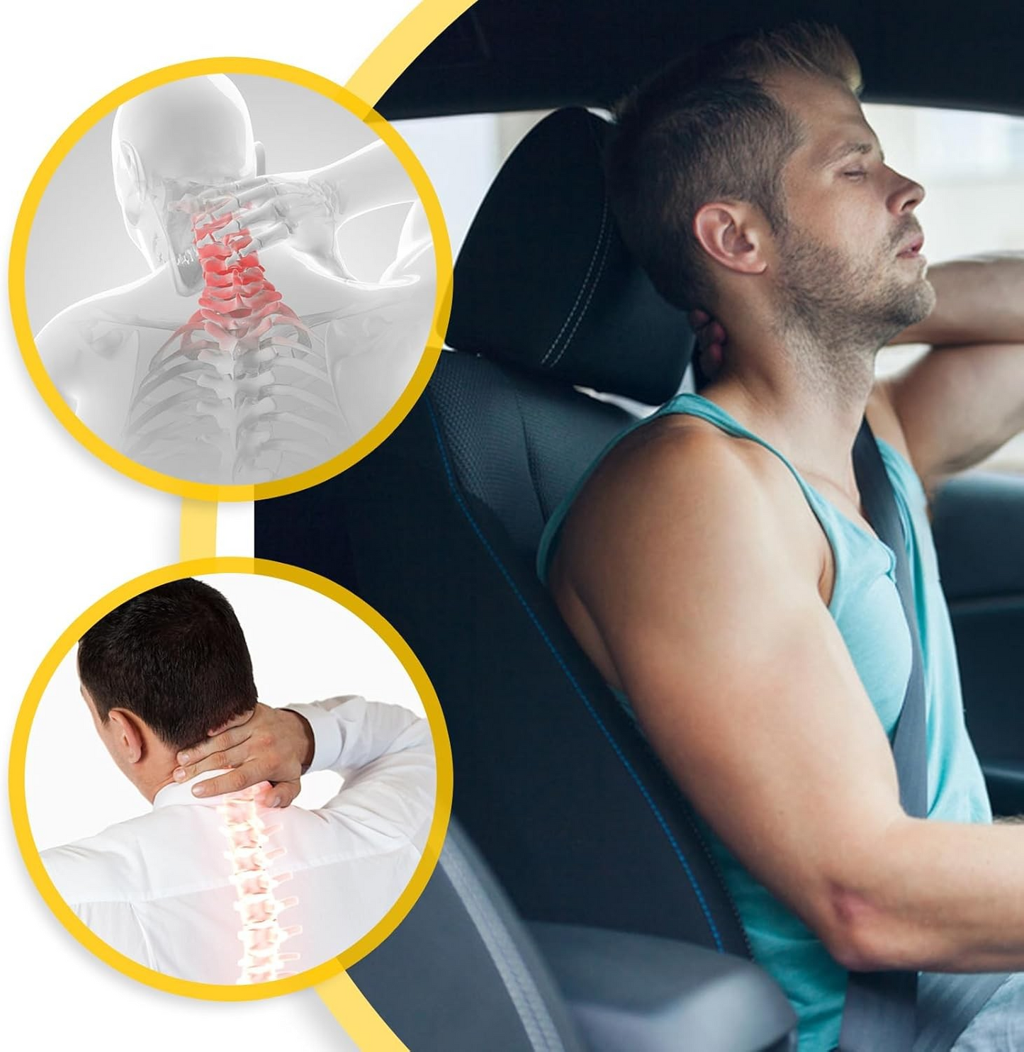 MAIKER Neck Pillows Compatible with 2021-2024 Ford Bronco 2/4 Door Softness Driver Front Seat Headrest Pillow 100% Memory Foam and Breathable Cover, 1pc