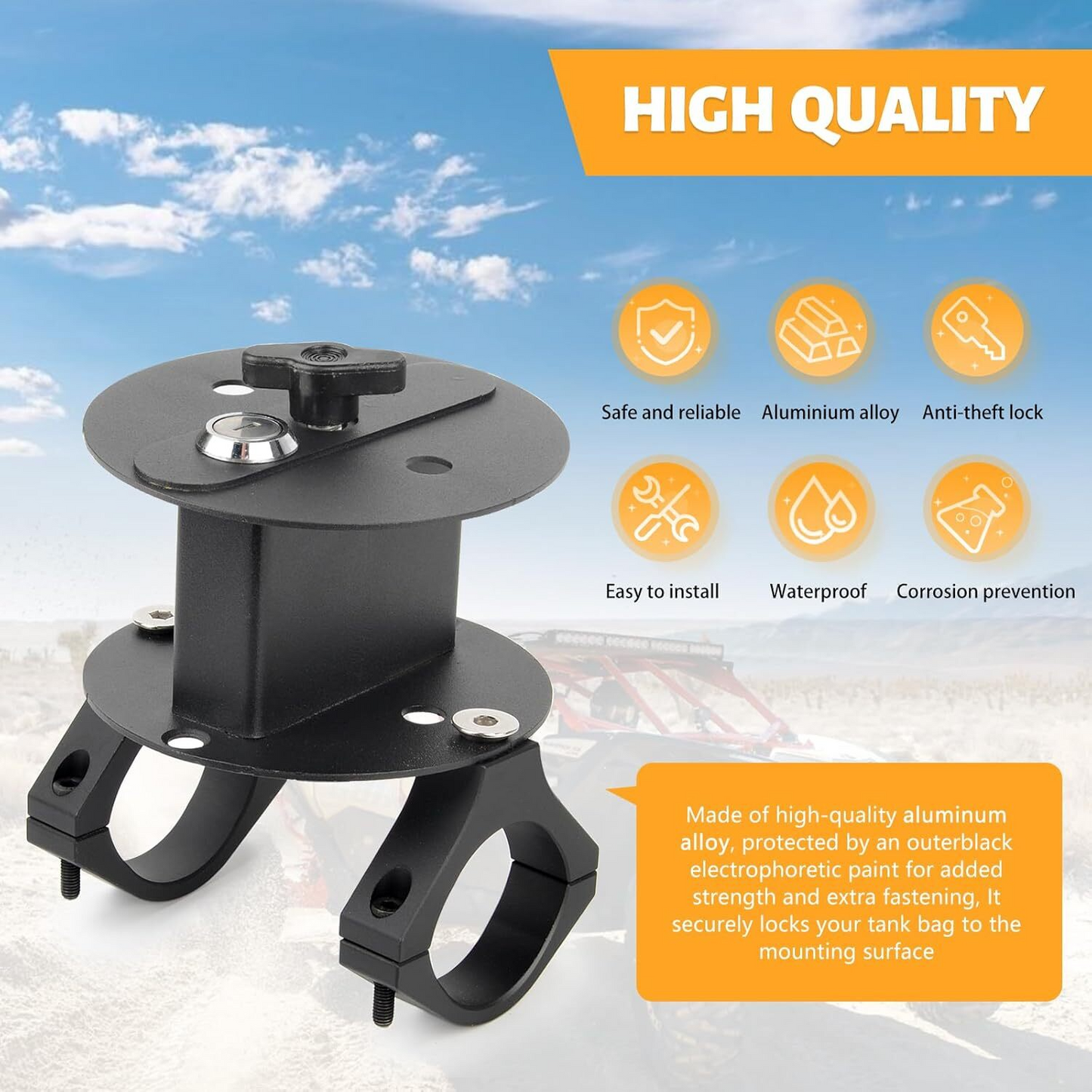 UTV ATV Metal Water Tank Mount with Lock & Key, Water Tank Bracket Compatible with Polaris RZR Pioneer Yamaha Can Am Maverick X3