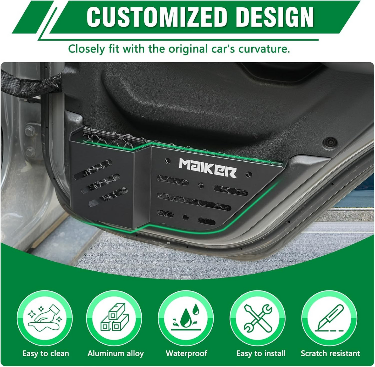 MAIKER Metal Rear Door Pocket Storage Box Compatible with 2018-2024 Jeep Wrangler JL JLU 4XE & 2020-2024 Gladiator JT, Molle Panels Door Organizer Replaces Sagging Nets, 2PCS