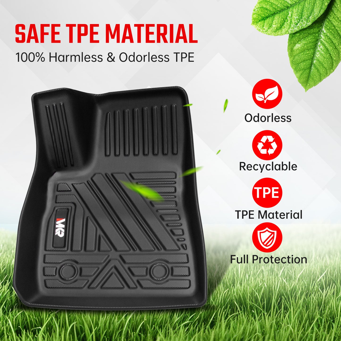 Odorless TPE Floor Mat for Tesla Model 3 2023-2025 6 PCS Waterproof Duty-Proof Fully Surrounded Floor Liner Protection Foot Pad