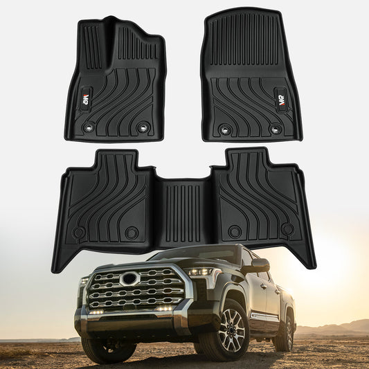 All-Weather TPE Front and Rear Row Floor Liners Floor Mats Fit for Toyota Tundra CrewMax Cab 2022-2025, Custom Fit Tundra Car Mats