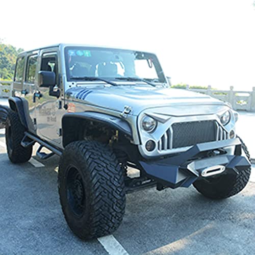 X Style Front Bumper with Winch Plate Compatible with Wrangler JK (2007-2018) Heavy Duty Black Textured Manganese Steel Construction