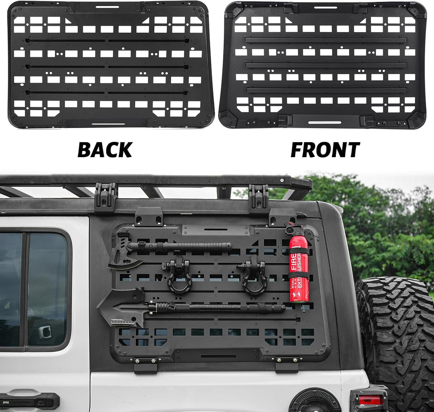 Multifunctional Rear Window Molle Storage Panel Flank Kit, Heavy Duty Protective Decoration Compatible with 2018-2024 Jeep Wrangler JL 4-Door, Compatible with Driver Side