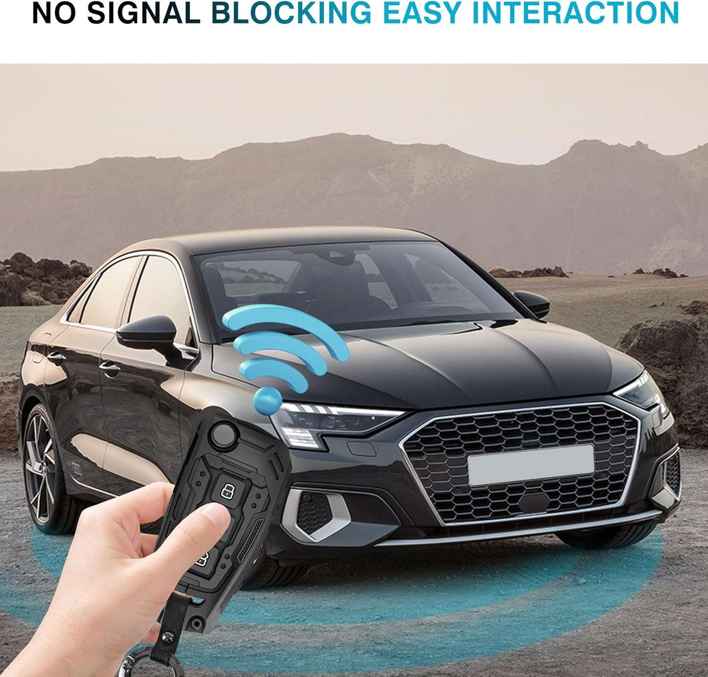 Metal Key Fob Case, Zinc Alloy Keyring Compatible with Audi A1 A3 A4 A6 S3 S4 S6 Q3 Q5 Q7 TT RS4 RS6 R8 Car Key Case