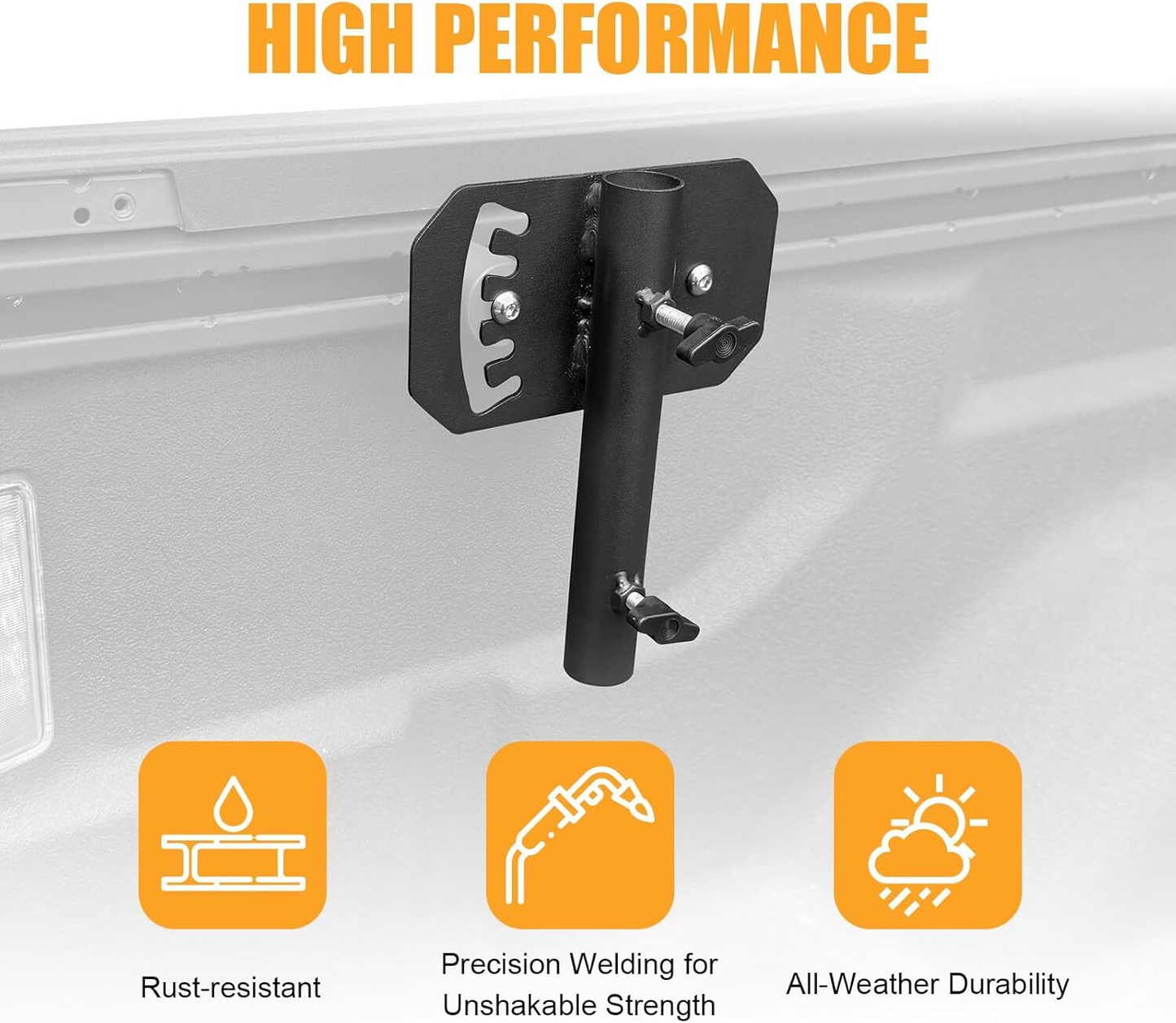 Truck Bed Flag Pole Mount Compatible with 2020-2024 Jeep Wrangler Gladiator JT & Tacoma Bed Rail Flag Pole Holder Fits Up to 1.12 Inch Diameter Flagpole