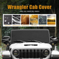Cab Cover 600D Oxford Windproof Sunshade Cover for 2007-2024 Jeep Wrangler JK JL 4 Door, 6-Layer Protection Frost Wiper & Mirror Covers Protect from Sunshine, UV, Snow, Rain, Wind Black