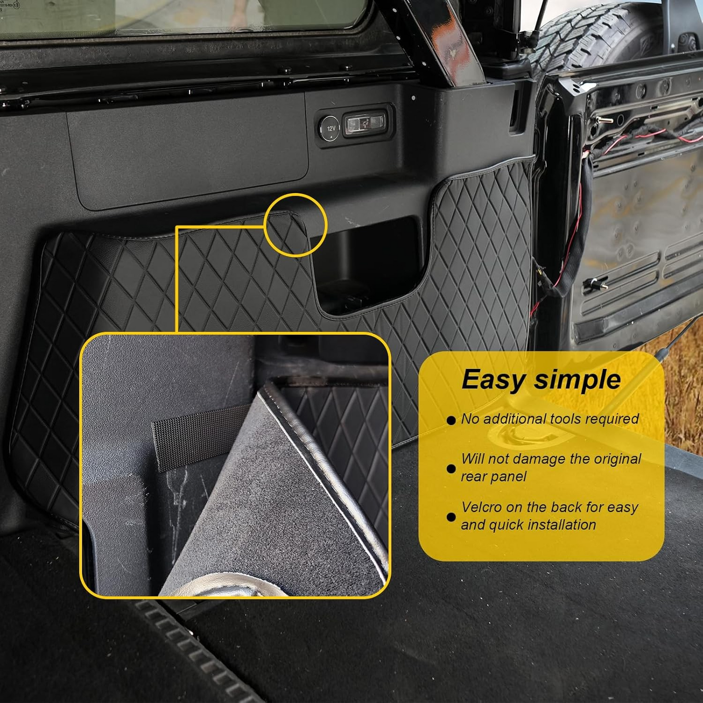 MAIKER Trunk Protector Mats Compatible with Ford Bronco 2021 2022 2023 2024 4-Door Cargo Sidewall Protector Trunk Sidewall Protector Mats Black PU Leather Interior Accessories