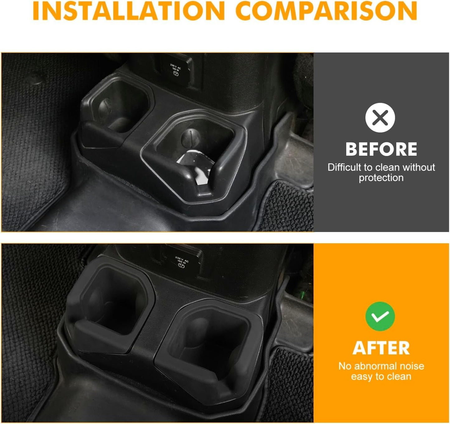 Rear Cup Holder Coaster Compatible with 2018-2024 Jeep Wrangler JL JLU 4XE & 2020-2024 Gladiator JT 4 Door, Silicone Cup Holder Mat Pad Insert CupHolder Liner