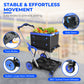 2-Tier Folding Cart Multi Use Functional Collapsible carts Shopping Trolley with Wheels Shopping Cart with Storage Crate Utility Cart for Groceries Warehouse Supermarket