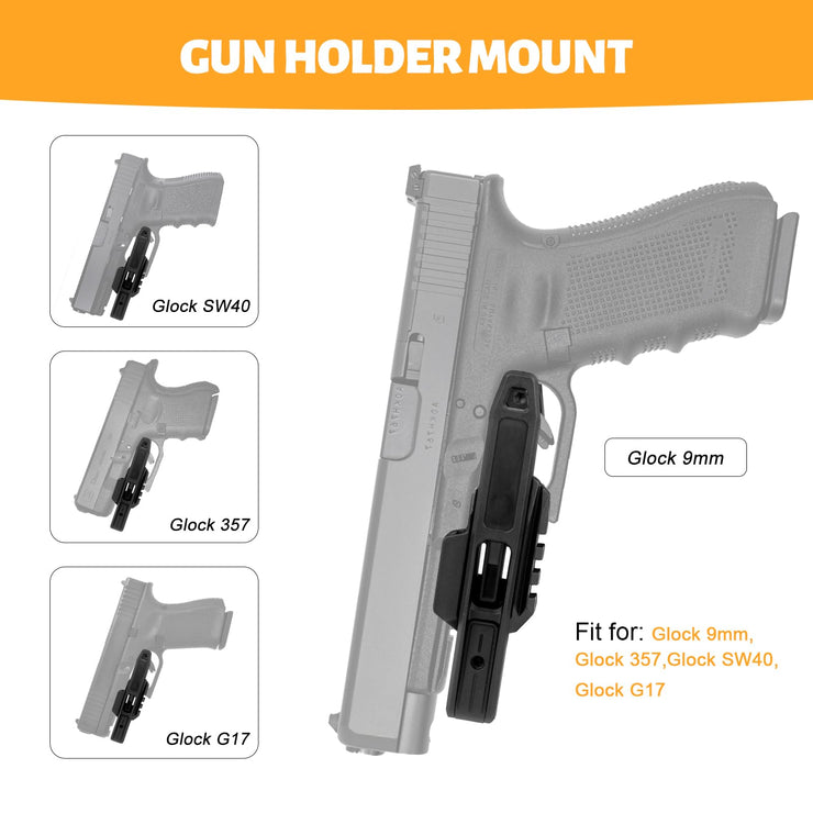 Gun Holder with Molle Panel (21-25 Ford Bronco), Polymer Fast Holster, Center Console Metal Pistol Holster Available for Glock 9mm/SW40/357/G17/G19/P320