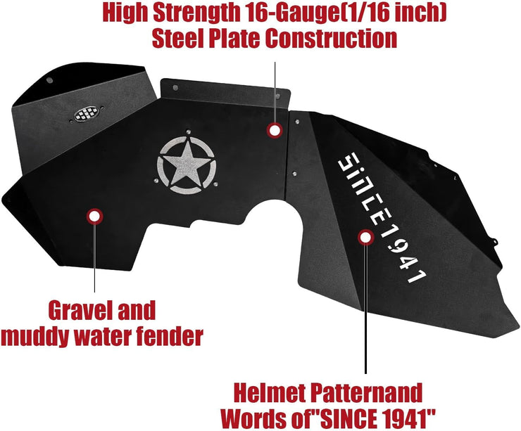 Perfect Fit Durable Protection Front & Rear Inner Fender Liners（07-18 Jeep Wrangler JK & JKU）