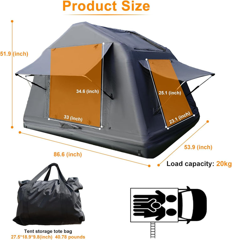 3 in 1 Multifunctional Rooftop Overland Water Camping Inflatable Waterproof Tent With Ladder (SUVS / Jeep / Bronco / Trucks)