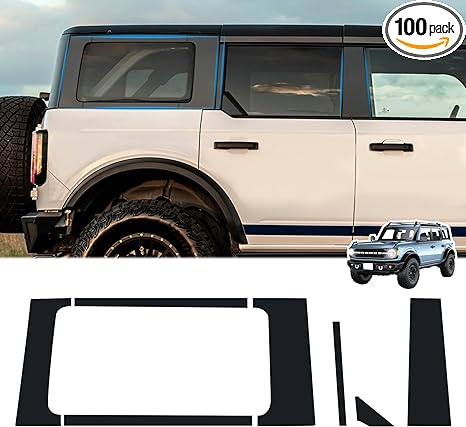 MAIKER 14pcs Black Pillar Posts Trim Kit Anti Scratch B Pillar Molding Cover Stickers Center Window Outer Pillar Post Panel Covers for Ford Bronco 4 Door 2021-2023 Decorative Exterior Accessories