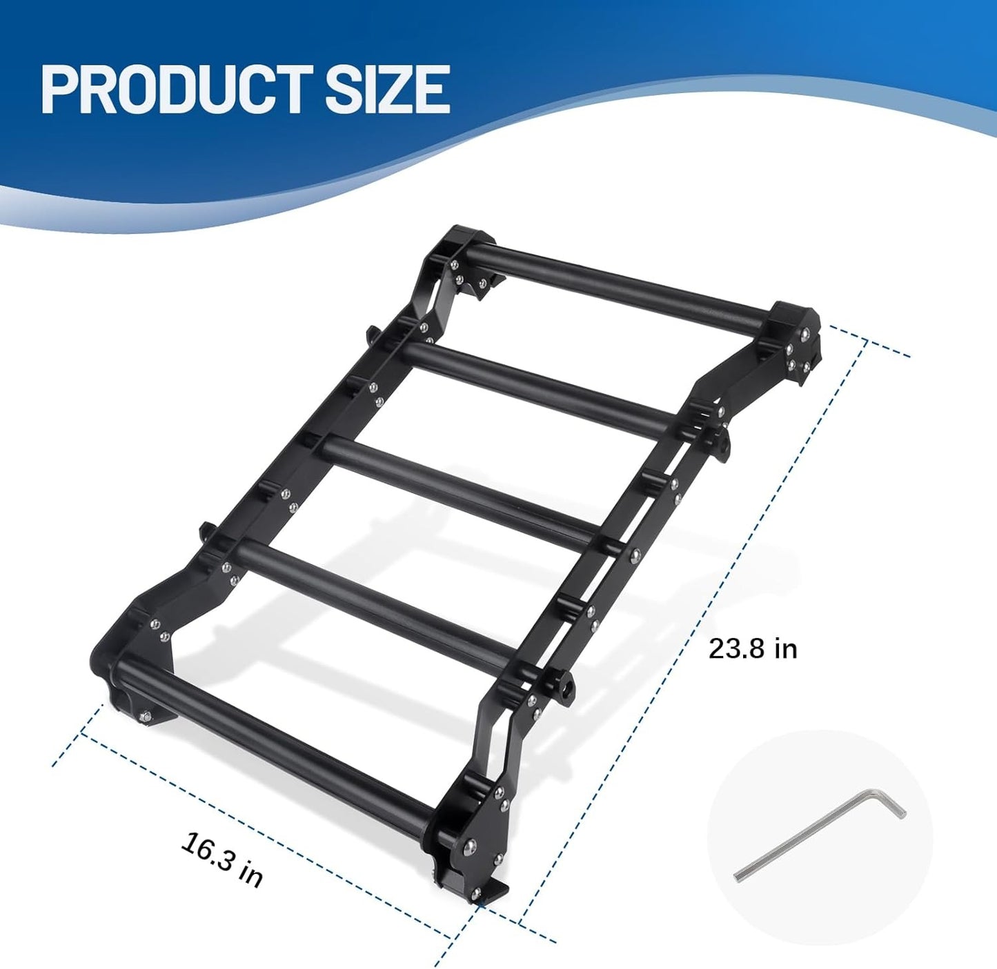 Rear Window Ladder Compatible with 2018-2025 Jeep Wrangler JL JLU 2/4 Door Luggage Ladder Rack Multifunctional Flank Kit, No-Drill Installation