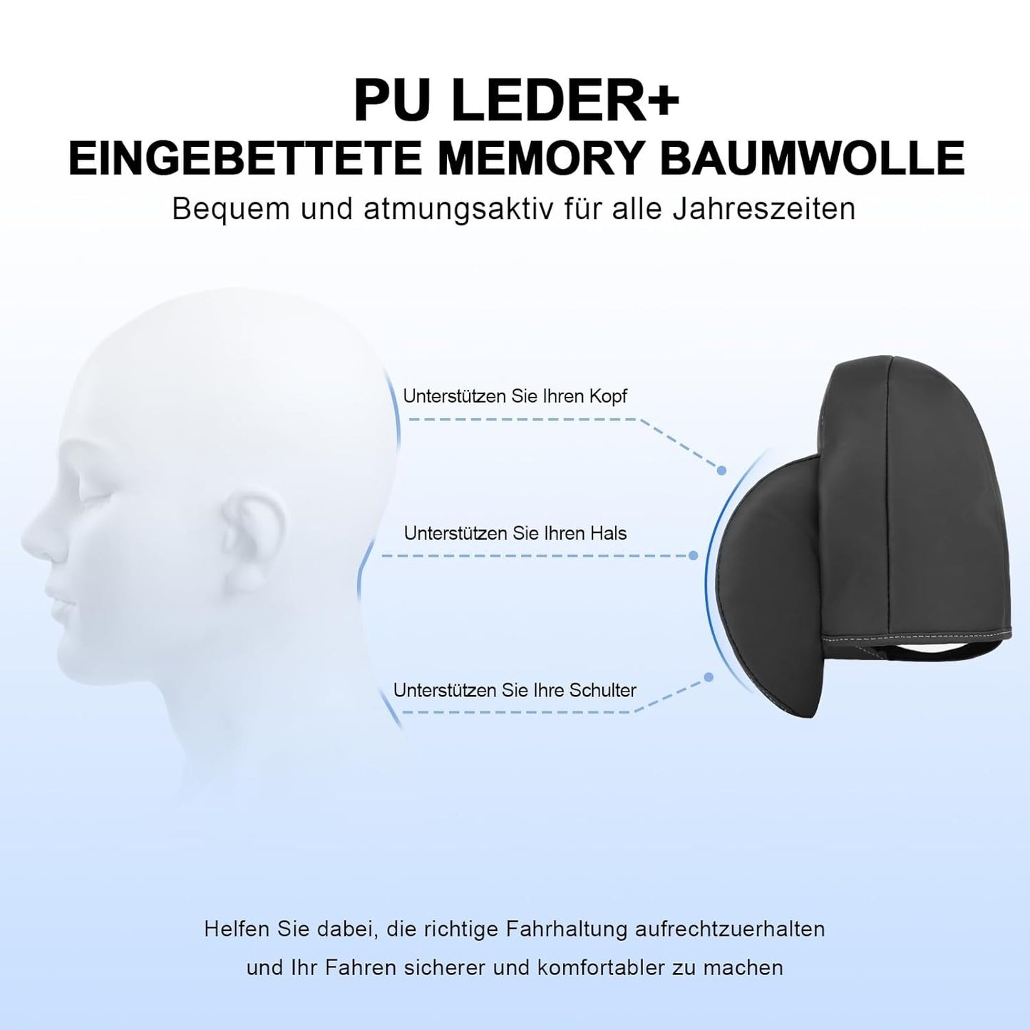 Pack of 1 Car Neck Pillow, Soft Car Headrest Pillow for Driving, Compatible with BMW i3 Edrive 2014-2021 & BMW X3 xDrive 2018-2024, Breathable Neck Pillow, Black