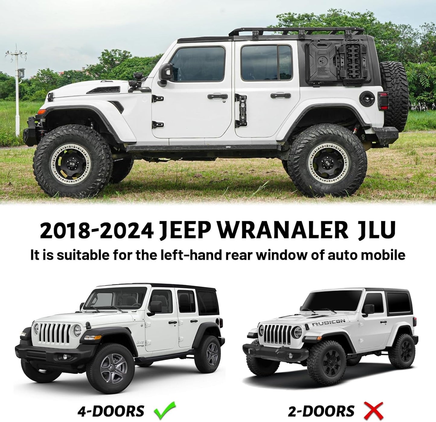 Multifunctional Rear Window Molle Storage Panel Flank Kit, Heavy Duty Protective Decoration Compatible with 2018-2024 Jeep Wrangler JL 4-Door, Compatible with Driver Side