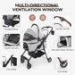 4-Wheel Foldable Pet Stroller for Dogs & Cats 360° Rotating Wheels, Separable Carrier & Travel Bag for Small Animals