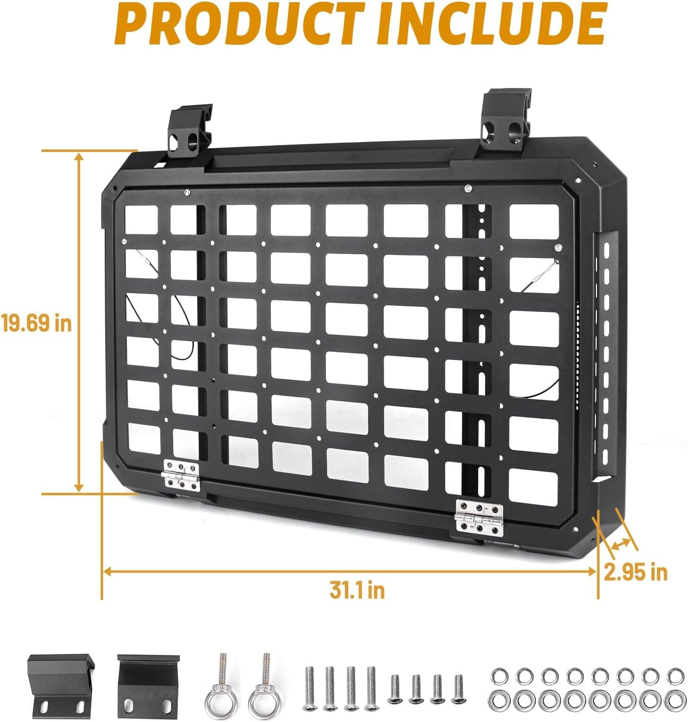 Multifunctional Rear Window Storage Table Molle Panel Kit for 2018-2024 Jeep Wrangler JL & JLU 4 doors Openable Design Tactical Molle Platform for Tools (2025 latest upgraded model）