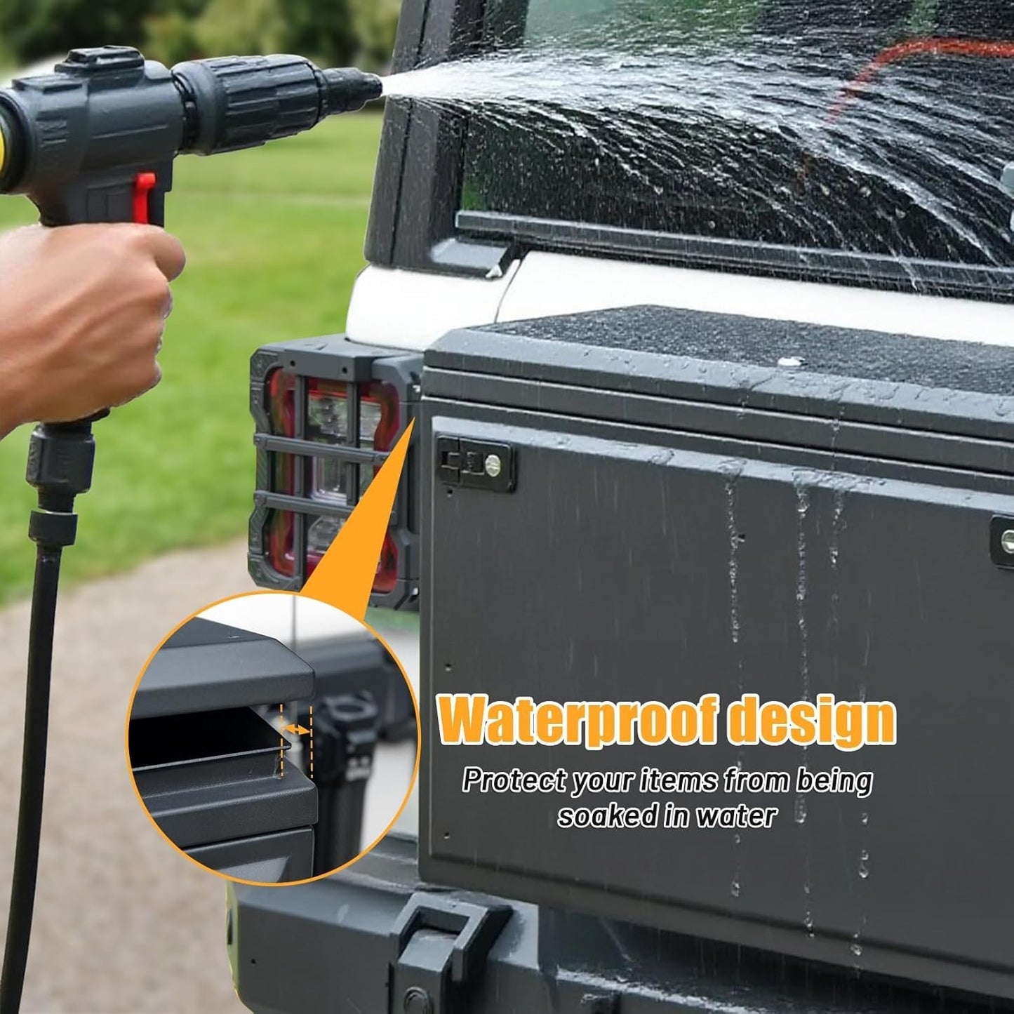 Wrangler Tailgate Table Storage Lock Box Compatible with Jeep Wrangler 2007-2017 JK & 2018-2024 JL 4 Doors, Multifunctional Cargo Rack Shelf Storage Bin Camping Desk