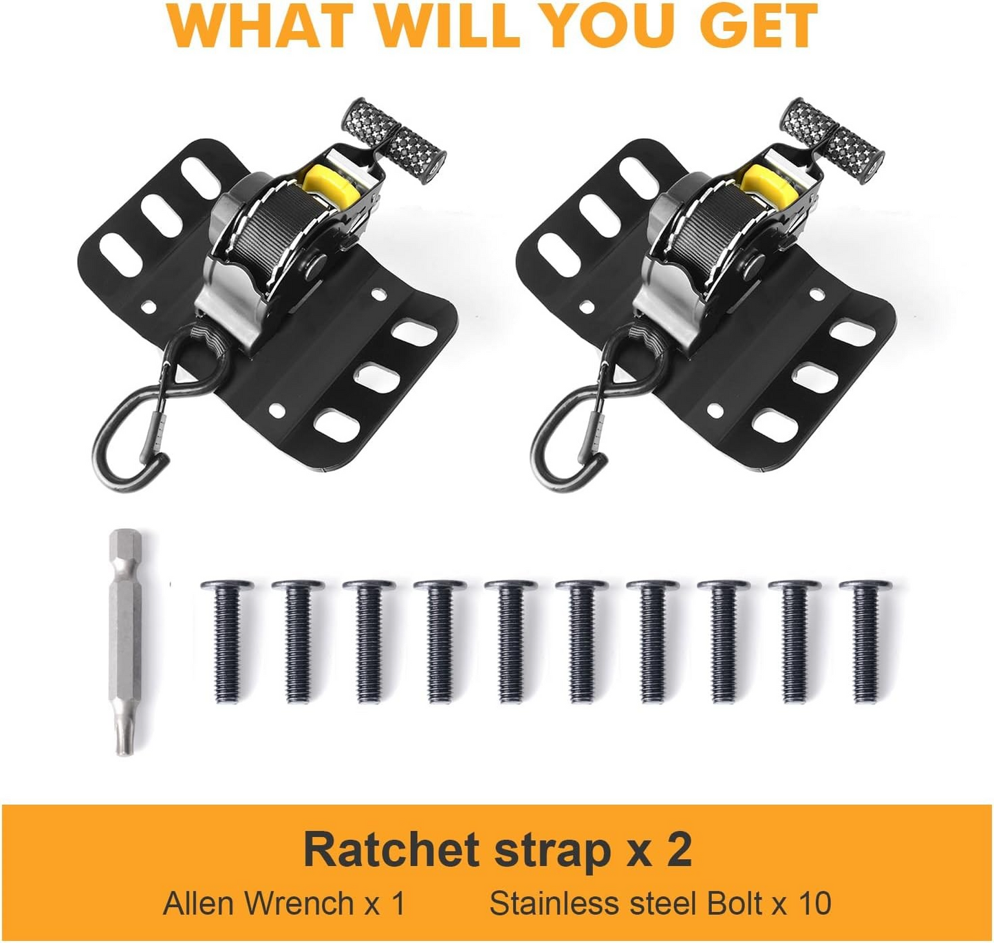 Retractable Ratchet Straps Compatible with 2015-2025 Ford F150 Retractable Tie Down Straps Self Retracting Tie Down with Boxlink Plates Mounted Brackets