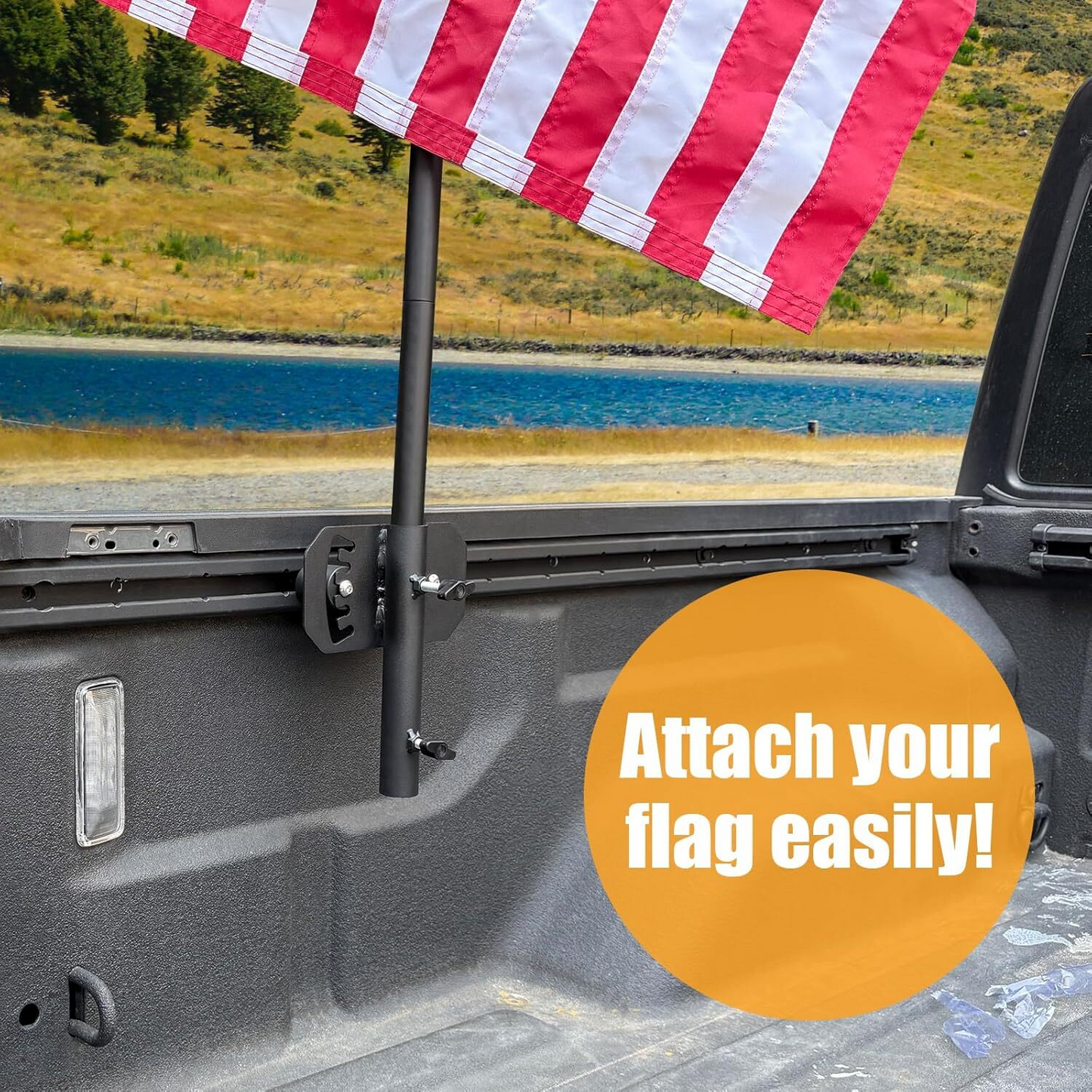 Truck Bed Flag Pole Mount Compatible with 2020-2024 Jeep Wrangler Gladiator JT & Tacoma Bed Rail Flag Pole Holder Fits Up to 1.12 Inch Diameter Flagpole