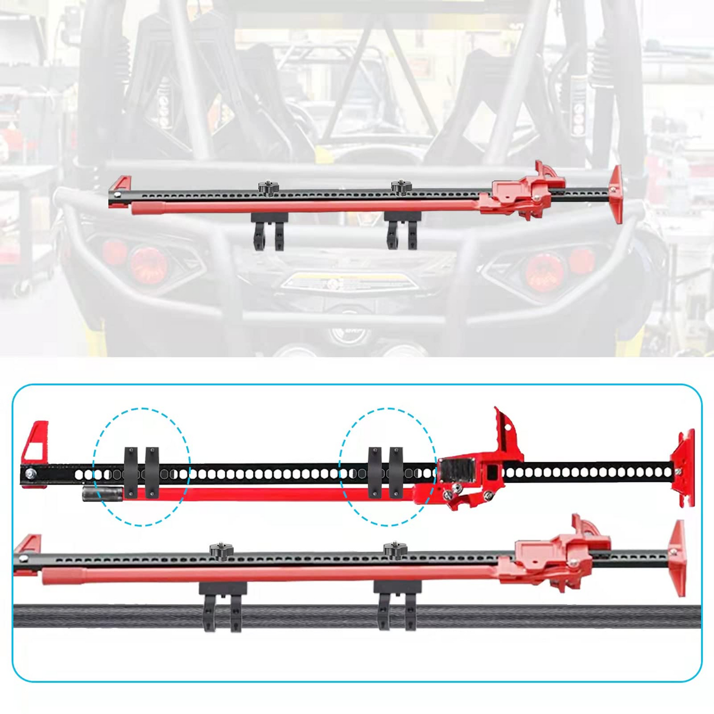 MAIKER UTV ATV High-Lift Jack Tube Mount for 1.75"-2" Roll Bar Adjustable Black Double Bracket Compatible with Polaris Ranger 1000 XP Turbo Can Am Maverick