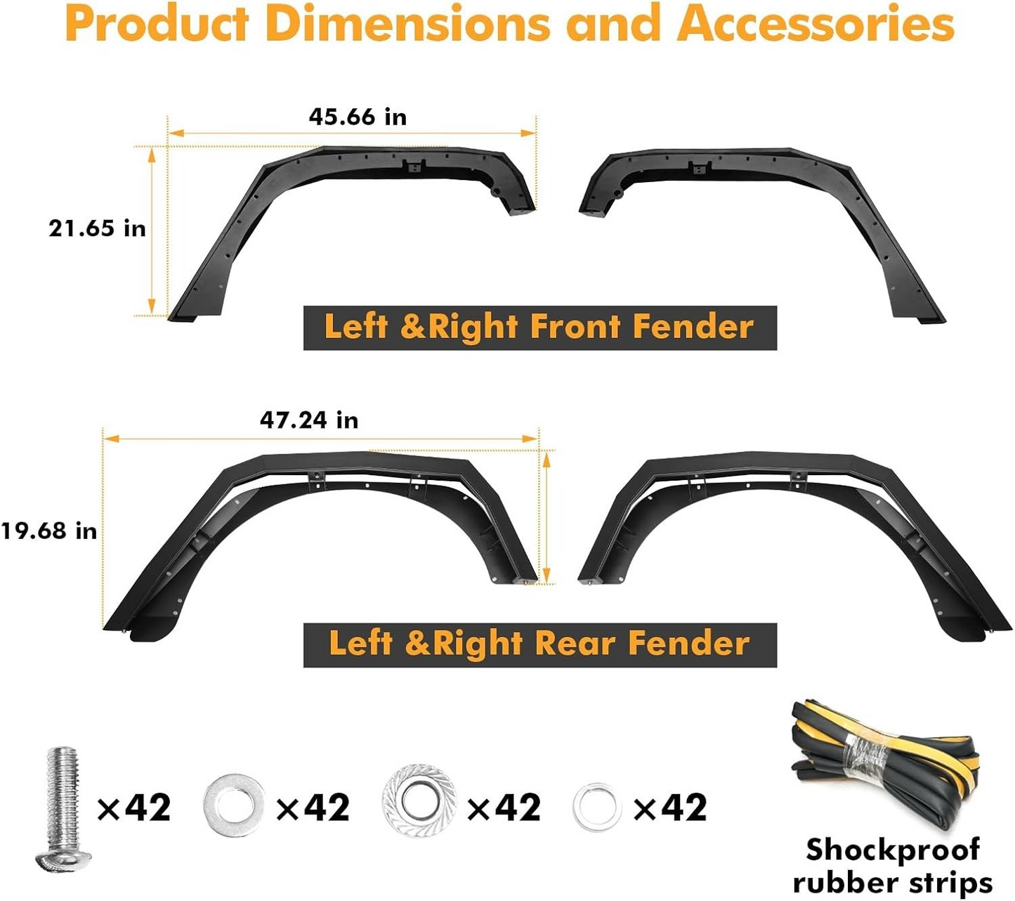 MAIKER Cobra Style Fender Flares Compatible with 2007-2018 Jeep Wrangler JK 2/4 Doors, Off-Road Mud Guards Wheel Flares Liner Set (4PCS Front & Rear Aluminum Fenders)