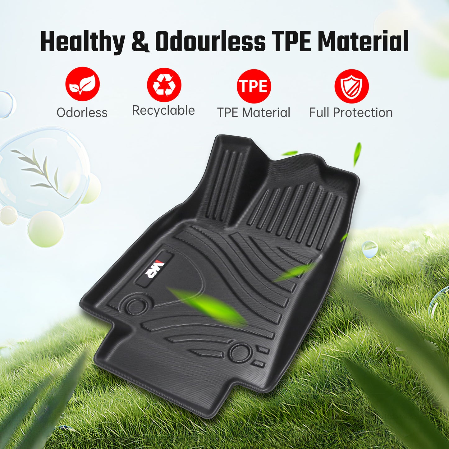 All-Weather TPE Floor Mats for Tesla Model Y 2021-2022 - Waterproof, Anti-Slip, Full Coverage Car Floor Liners 6 PCS set