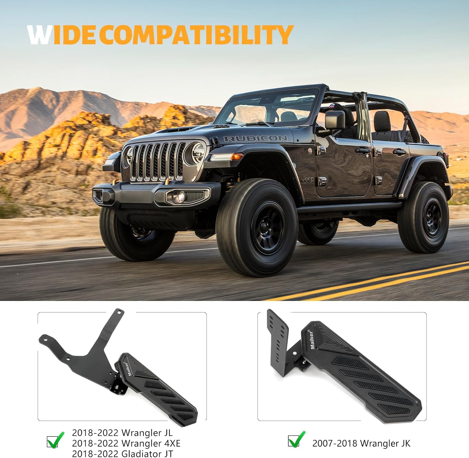 jeep wrangler dead pedal Maiker Dead Pedal Left Side Foot Rest Kick Panel Compatible With 2007-2023 Jeep Wrangler Jk Jl Gladiator Jt 4xe
