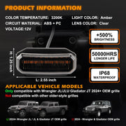 5PCS Amber LED Grille Lights (24-25 Jeep Wrangler JL JLU & Gladiator JT)