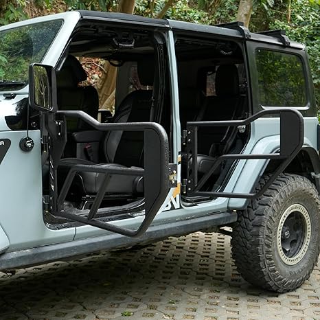 Tubular Half 4 Doors with Side View Mirrors, Off-Road Steel Doors for Summer Trail Adventure（18-24 Jeep wrangler JL JLU, 20-24 Gladiator JT）