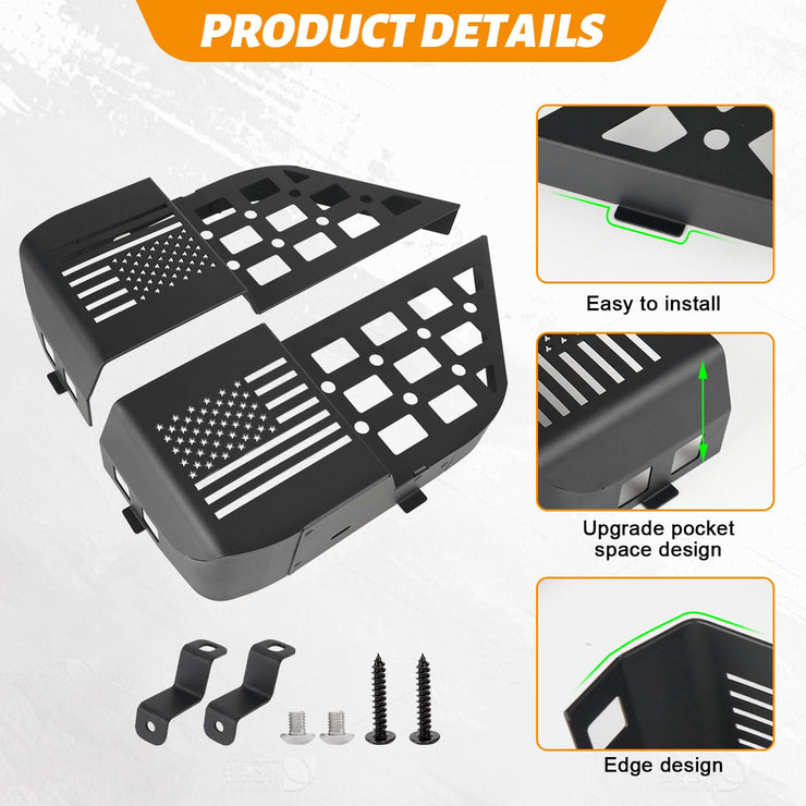 2PCS Metal Rear Door Side Insert Organizer Box for Replace Sagging Nets (18-24 Jeep Wrangler JL 4 Door)