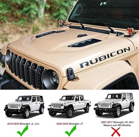 10th Anniversary Edition Metal Replacement Vented Heat Dispersion Hood (18-24 Jeep Wrangler JL JLU & 20-24 Gladiator JT, Not Fit Mojave and 392 Models)