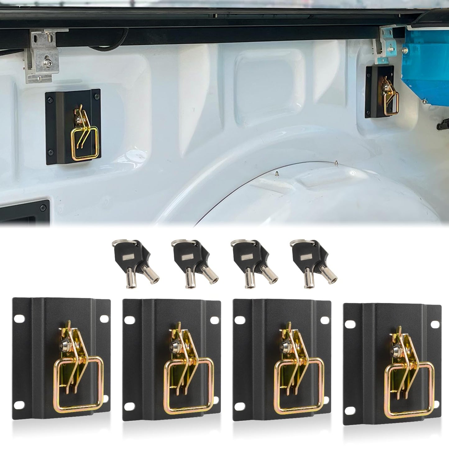 4 PCS E-Track Stlye Tie Down Anchors for Ford F150 F250 F350 Raptor 2015-2023 4 Pack Boxlink Cleats with Lock and Bracket Plates