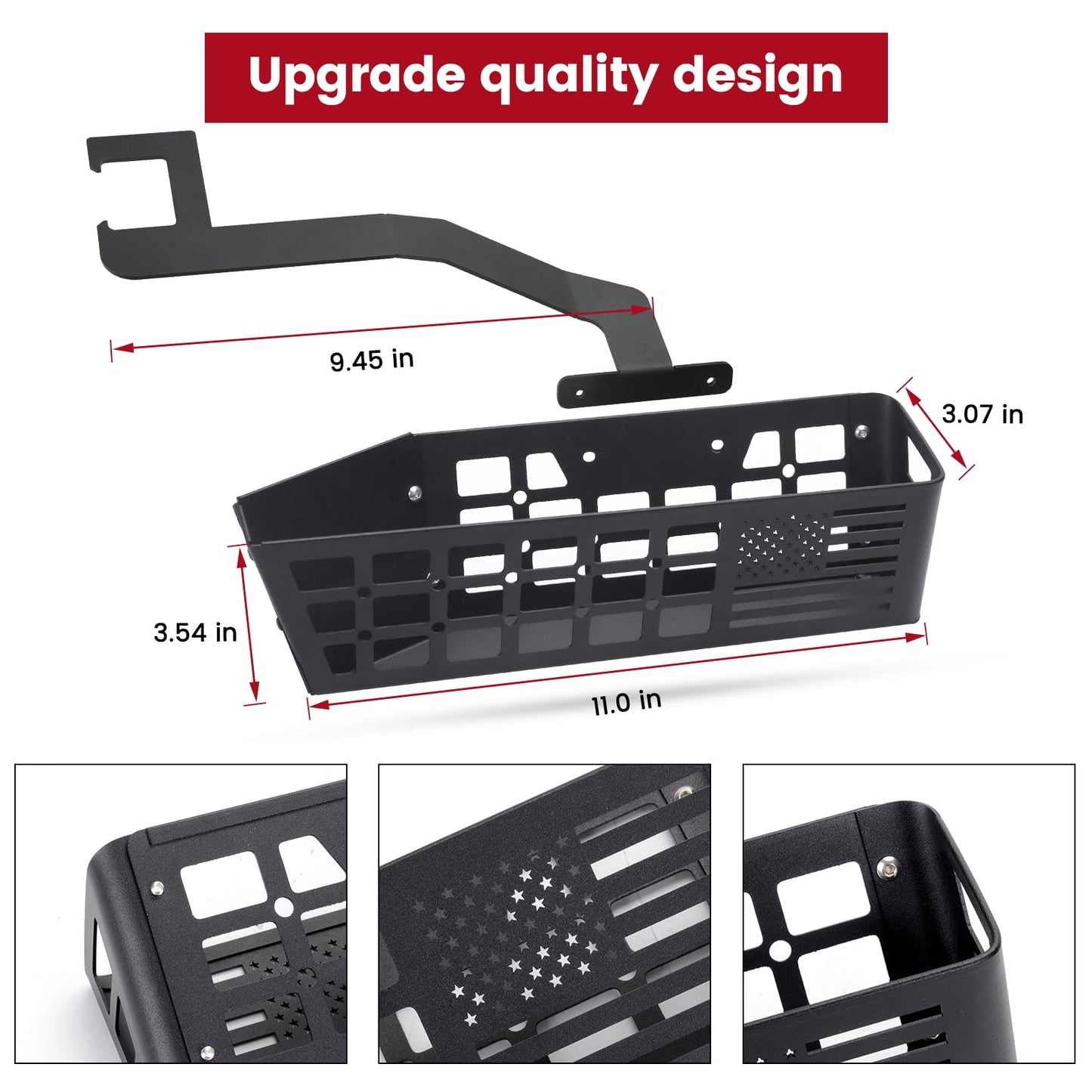 American Flag Logo Front Seat Under Storage Box (18-24 JL JLU & Gladiator JT)
